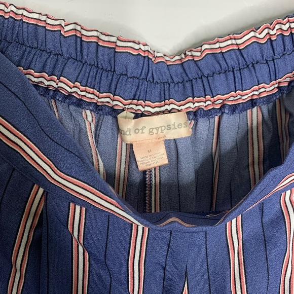 Band of Gypsies Blue Pink Striped High Waist Flare Flowy Pants Size Medium - Picture 4 of 9